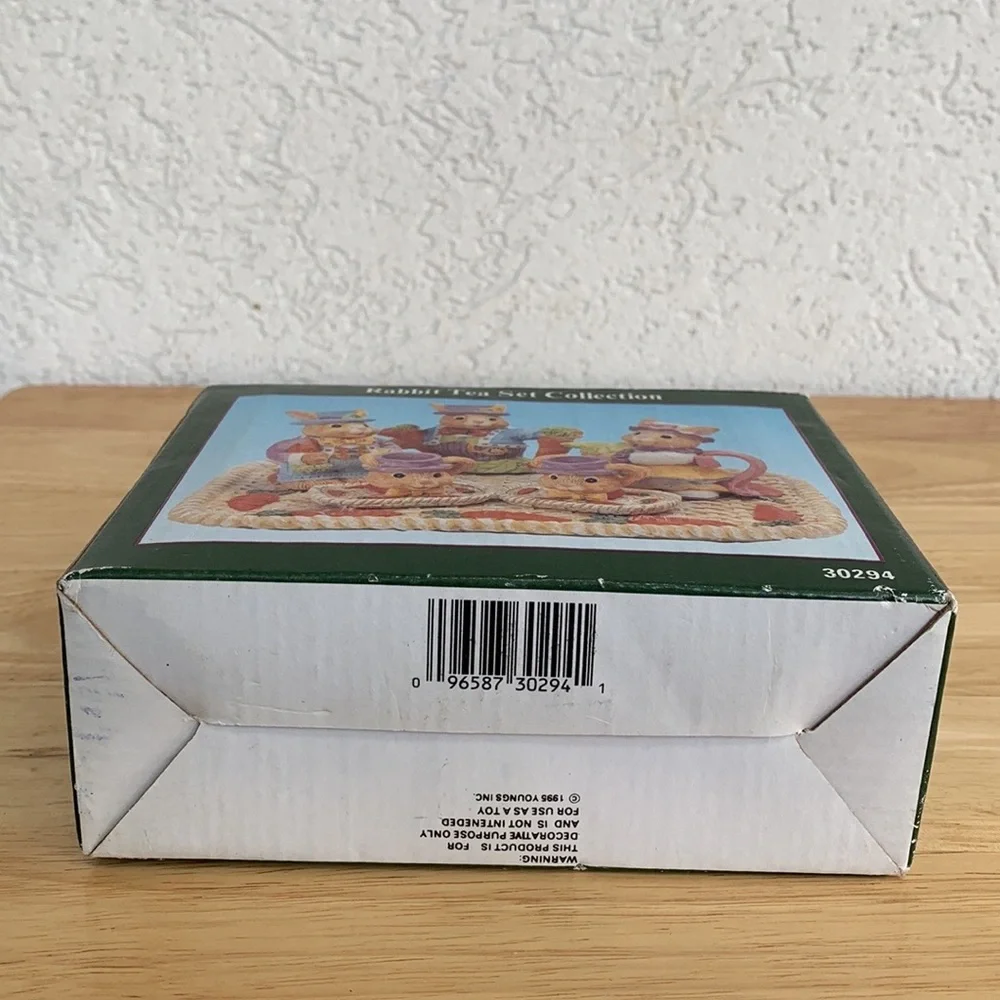 Vintage resin Rabbit Tea Set Collection   In original packaging. Whimsical decor